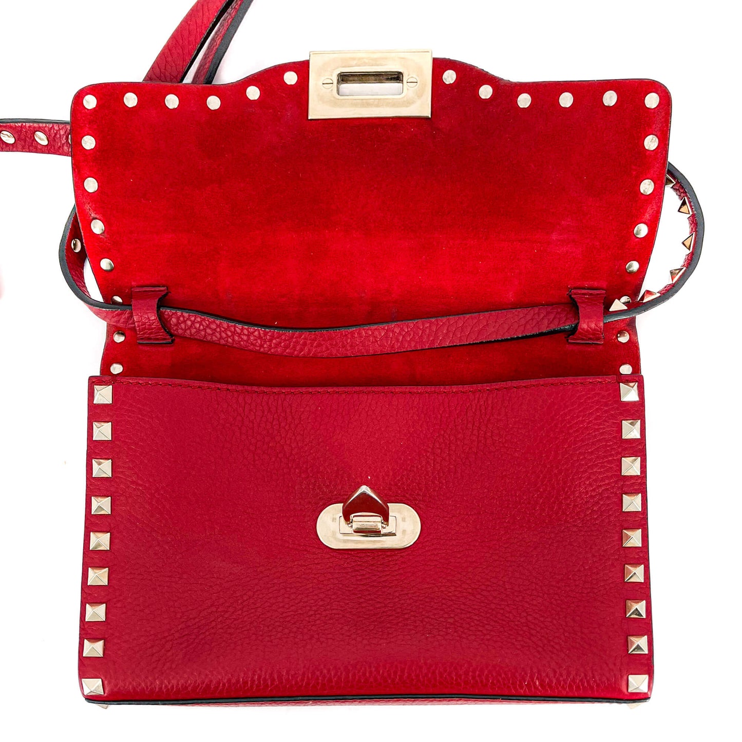 Second hand Valentino Garavani Rockstud Small in Red Grained Leather - Tabita Bags