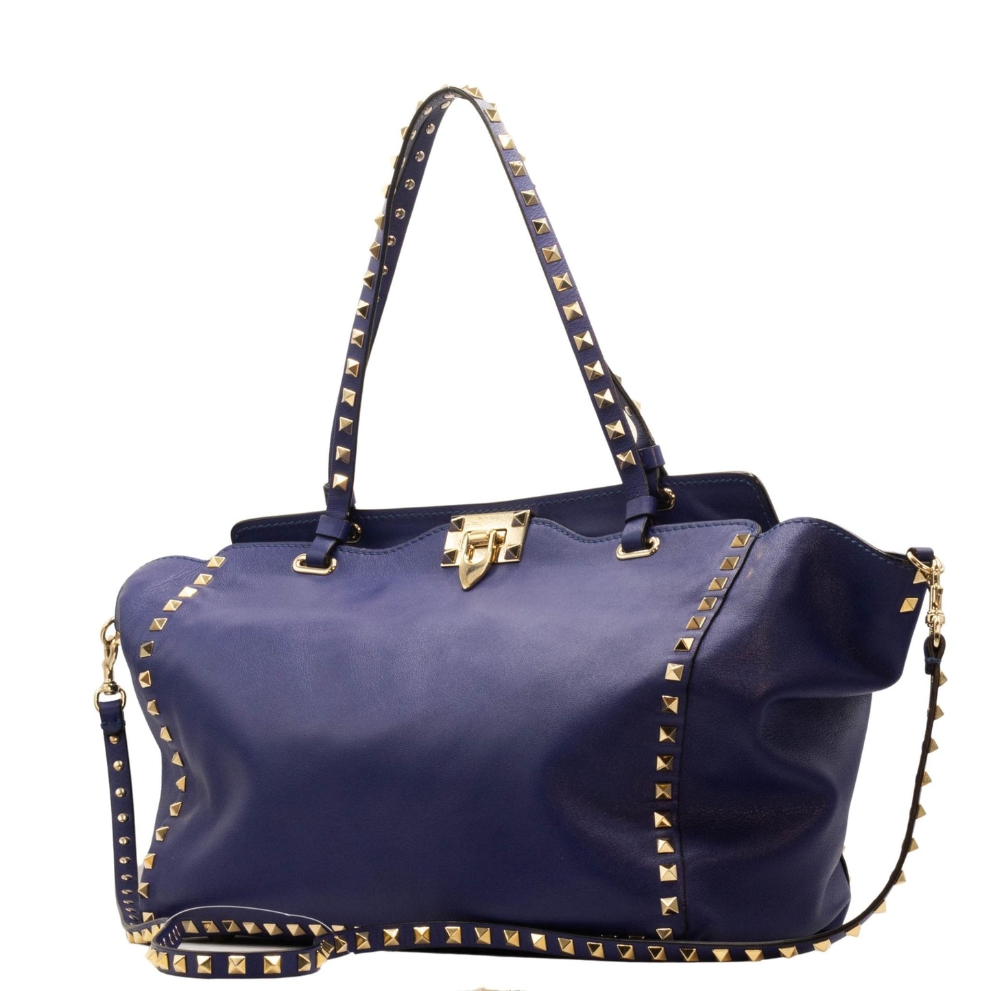 Second hand Valentino Garavani Rockstud Tote Blue Leather - Tabita Bags