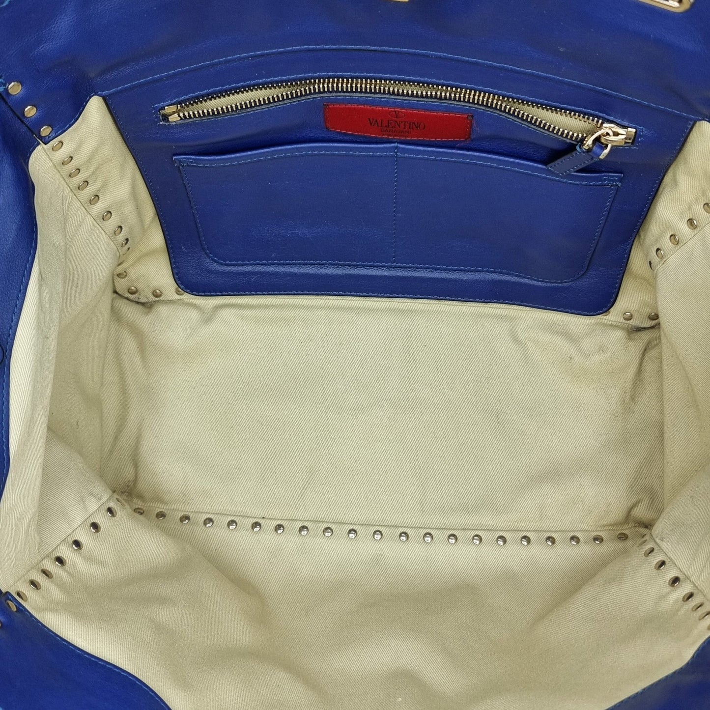 Second hand Valentino Garavani Rockstud Tote Blue Leather - Tabita Bags