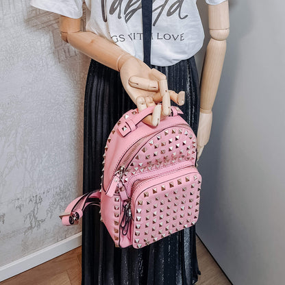 Second hand Valentino Garavani Rockstuds Leather Pink Backpack - Tabita Bags