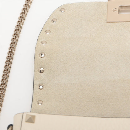 Second hand Valentino Garavani Rockstuds Leather Saddle Bag Beige - Tabita Bags