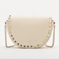 Second hand Valentino Garavani Rockstuds Leather Saddle Bag Beige - Tabita Bags