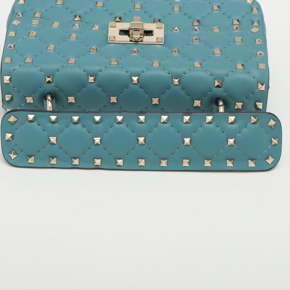 Second hand Valentino Garavani Small Rockstud Spike Nappa Leather 2way Shoulder Bag Blue - Tabita Bags