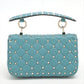 Second hand Valentino Garavani Small Rockstud Spike Nappa Leather 2way Shoulder Bag Blue - Tabita Bags