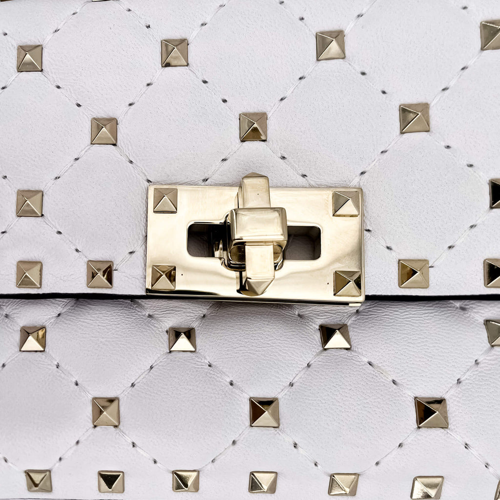 Second hand Valentino Garavani Small Rockstud Spike Nappa Leather 2way White - Tabita Bags