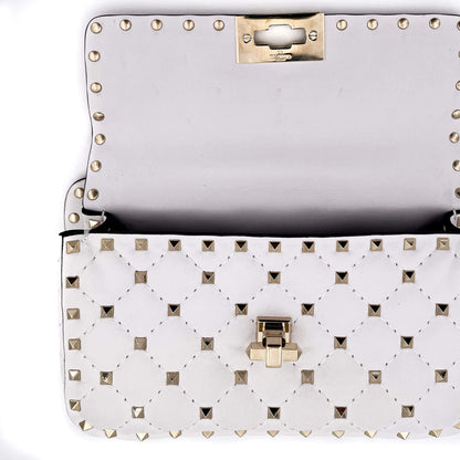 Second hand Valentino Garavani Small Rockstud Spike Nappa Leather 2way White - Tabita Bags