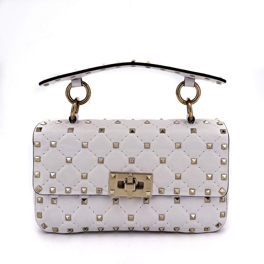 Second hand Valentino Garavani Small Rockstud Spike Nappa Leather 2way White - Tabita Bags