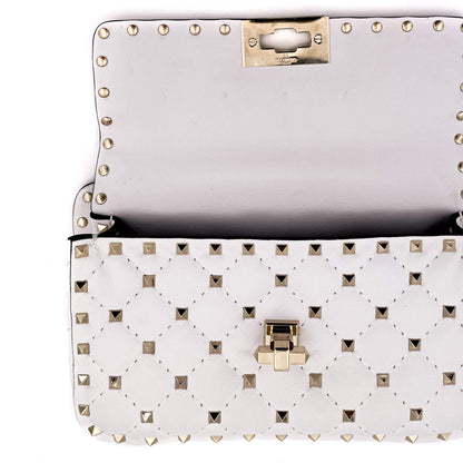 Second hand Valentino Garavani Small Rockstud Spike Nappa Leather 2way White - Tabita Bags