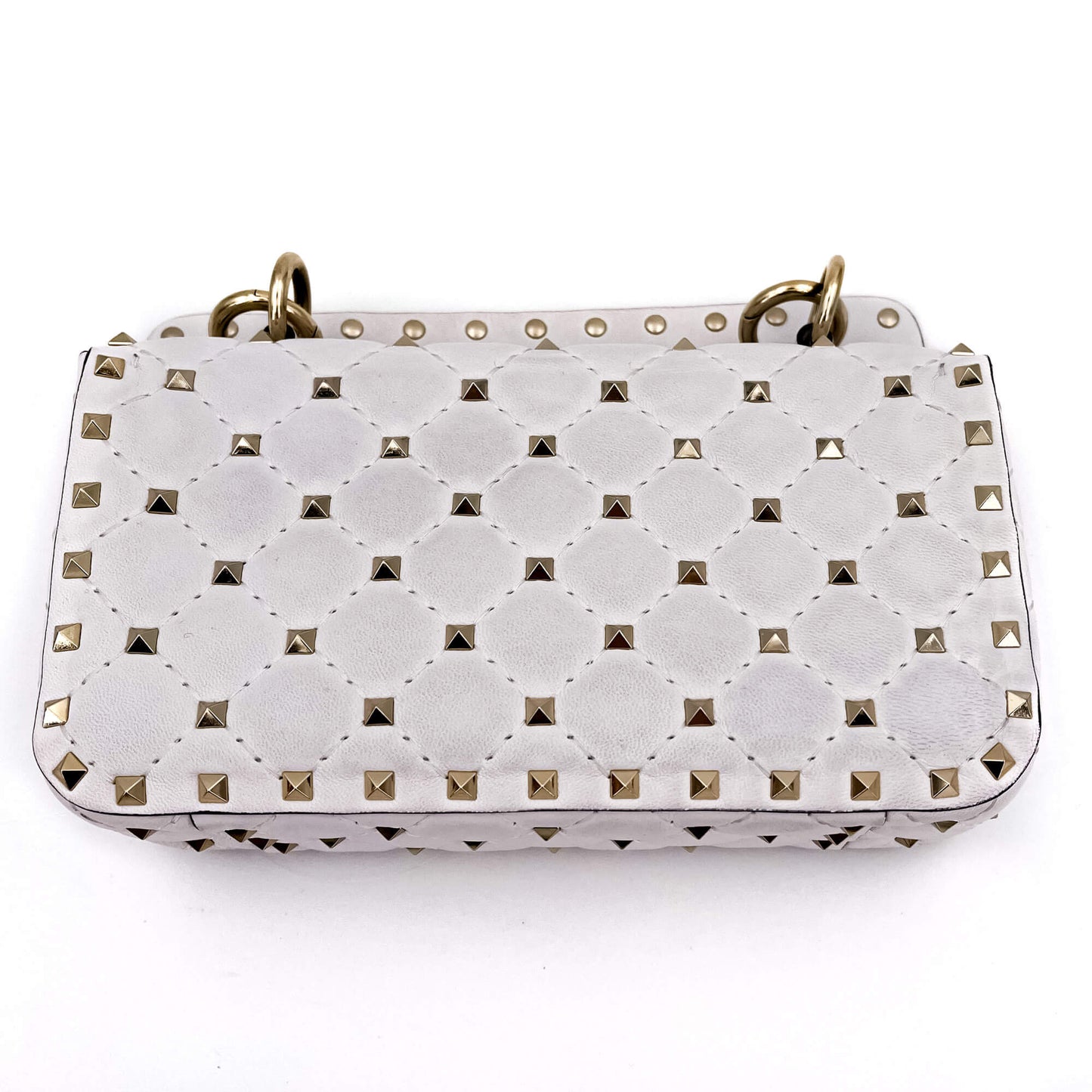 Second hand Valentino Garavani Small Rockstud Spike Nappa Leather 2way White - Tabita Bags