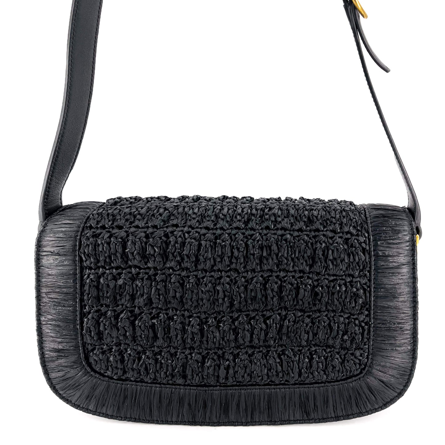 Second hand Valentino Garavani Supervee Black Raffia Shoulder Bag - Tabita Bags