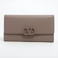 Second hand Valentino Garavani V Logo Leather Long Wallets Greige - Tabita Bags