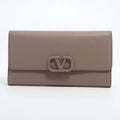 Second hand Valentino Garavani V Logo Leather Long Wallets Greige - Tabita Bags