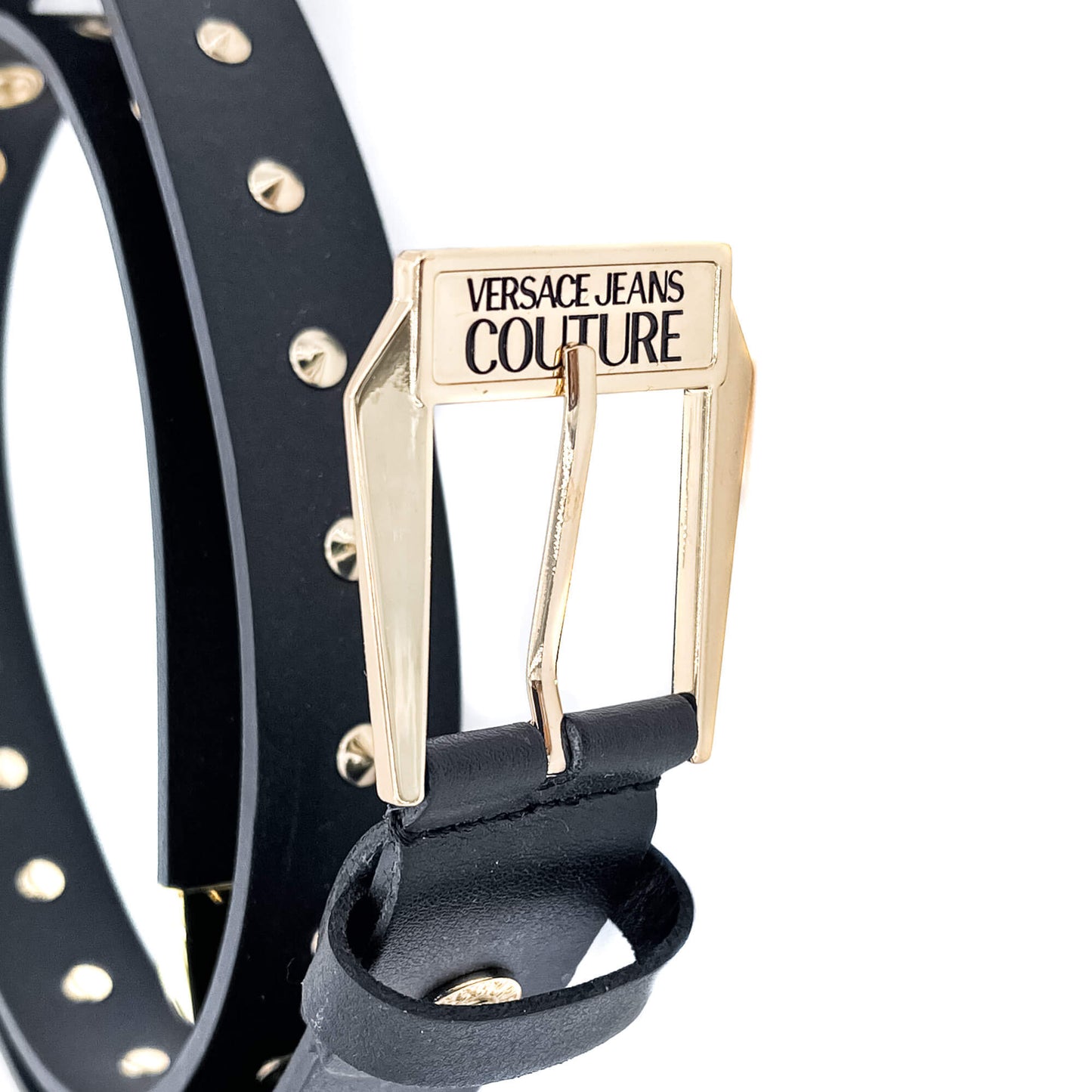 Second hand Versace Jeans Couture Studs Leather Black Belt - Tabita Bags