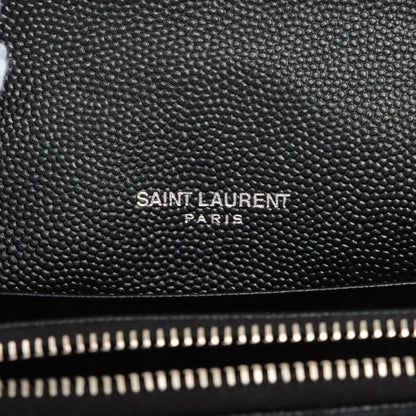 Second hand Yves Saint Laurent Cassandre Envelope Chain Leather Black Wallet on Chain - Tabita Bags