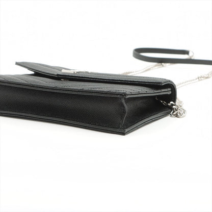 Second hand Yves Saint Laurent Cassandre Envelope Chain Leather Black Wallet on Chain - Tabita Bags