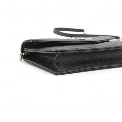 Second hand Yves Saint Laurent Cassandre Envelope Chain Leather Black Wallet on Chain - Tabita Bags