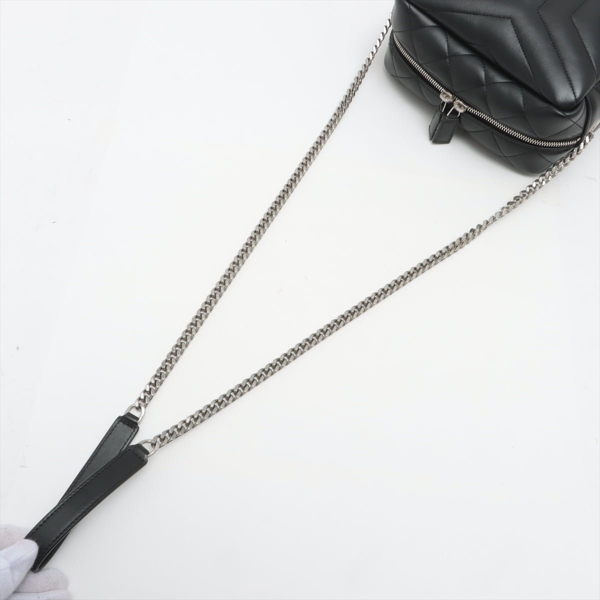 Second hand Yves Saint Laurent Chain Leather Black Bowler Bag - Tabita Bags