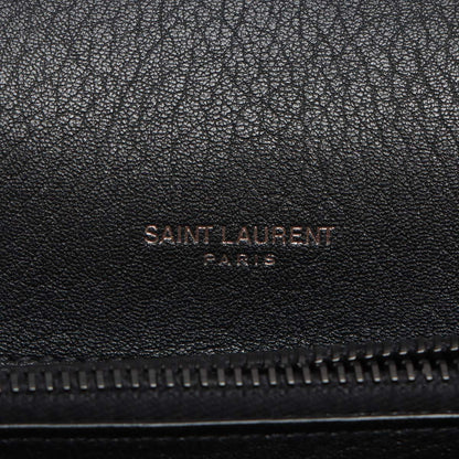 Second hand Yves Saint Laurent College Medium Quilted "Y" Leather All Black 2-Way Bag - Tabita Bags