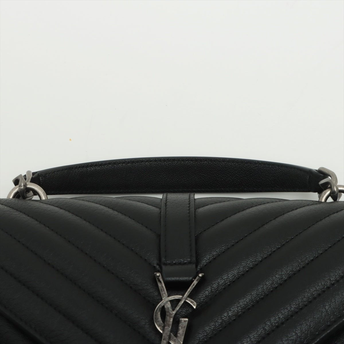 Second hand Yves Saint Laurent College Small Quilted "Y" Leather Black Bag - Tabita Bags