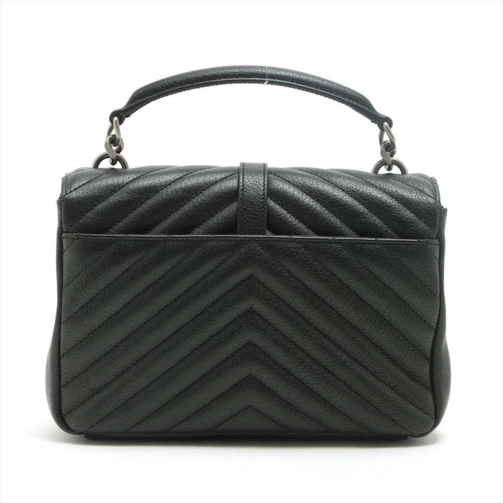 Second hand Yves Saint Laurent College Small Quilted "Y" Leather Black Bag - Tabita Bags