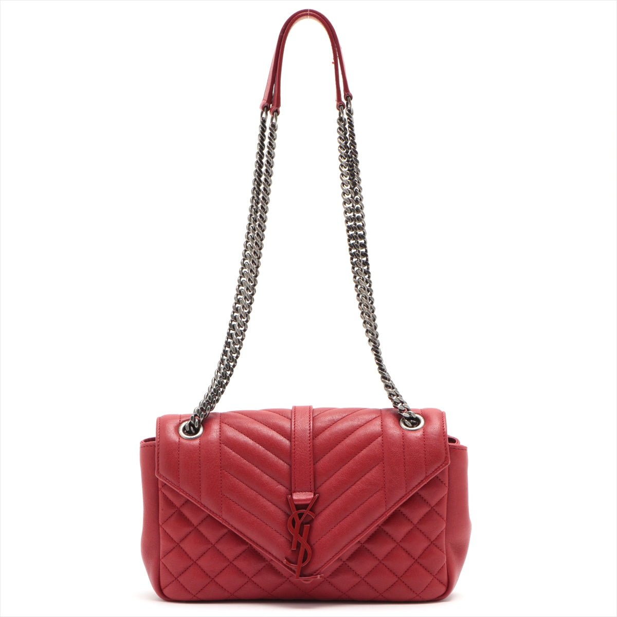 Second hand Yves Saint Laurent Envelope Leather Red Chain Shoulder Bag - Tabita Bags