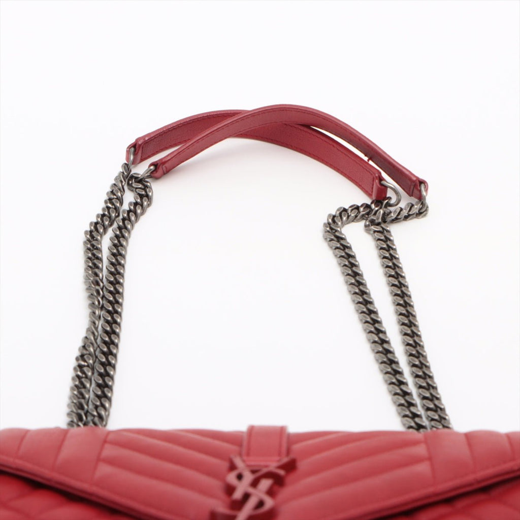 Second hand Yves Saint Laurent Envelope Leather Red Chain Shoulder Bag - Tabita Bags