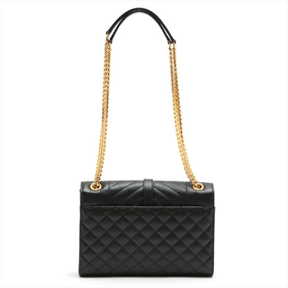 Second hand Yves Saint Laurent Envelope Medium Quilted Embossed Leather Black - Tabita Bags