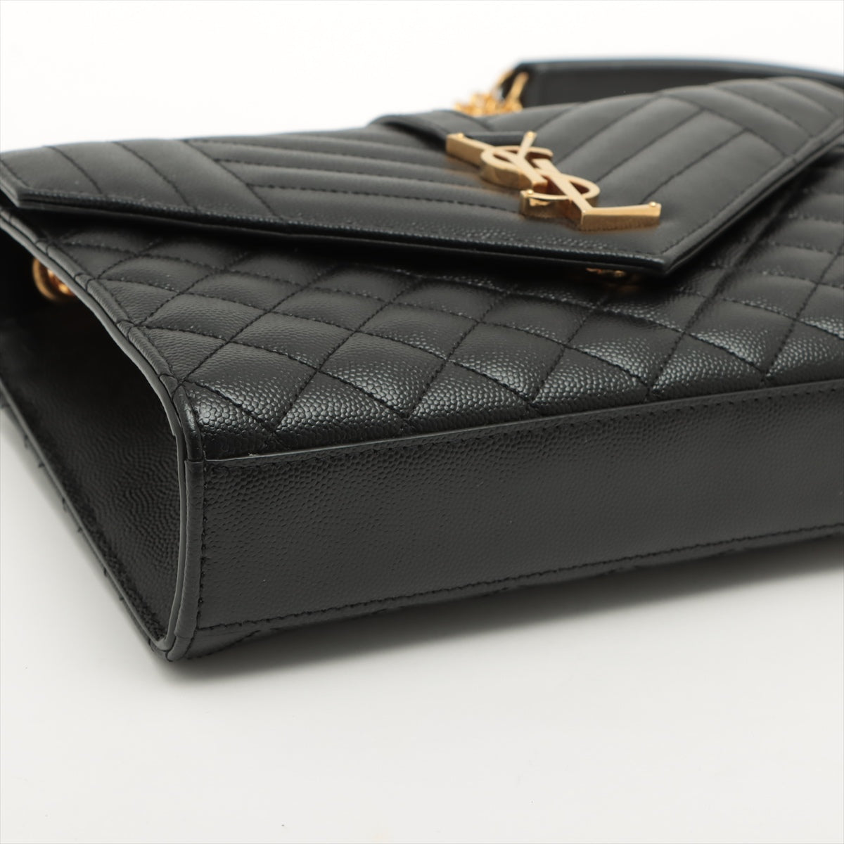 Second hand Yves Saint Laurent Envelope Medium Quilted Embossed Leather Black - Tabita Bags