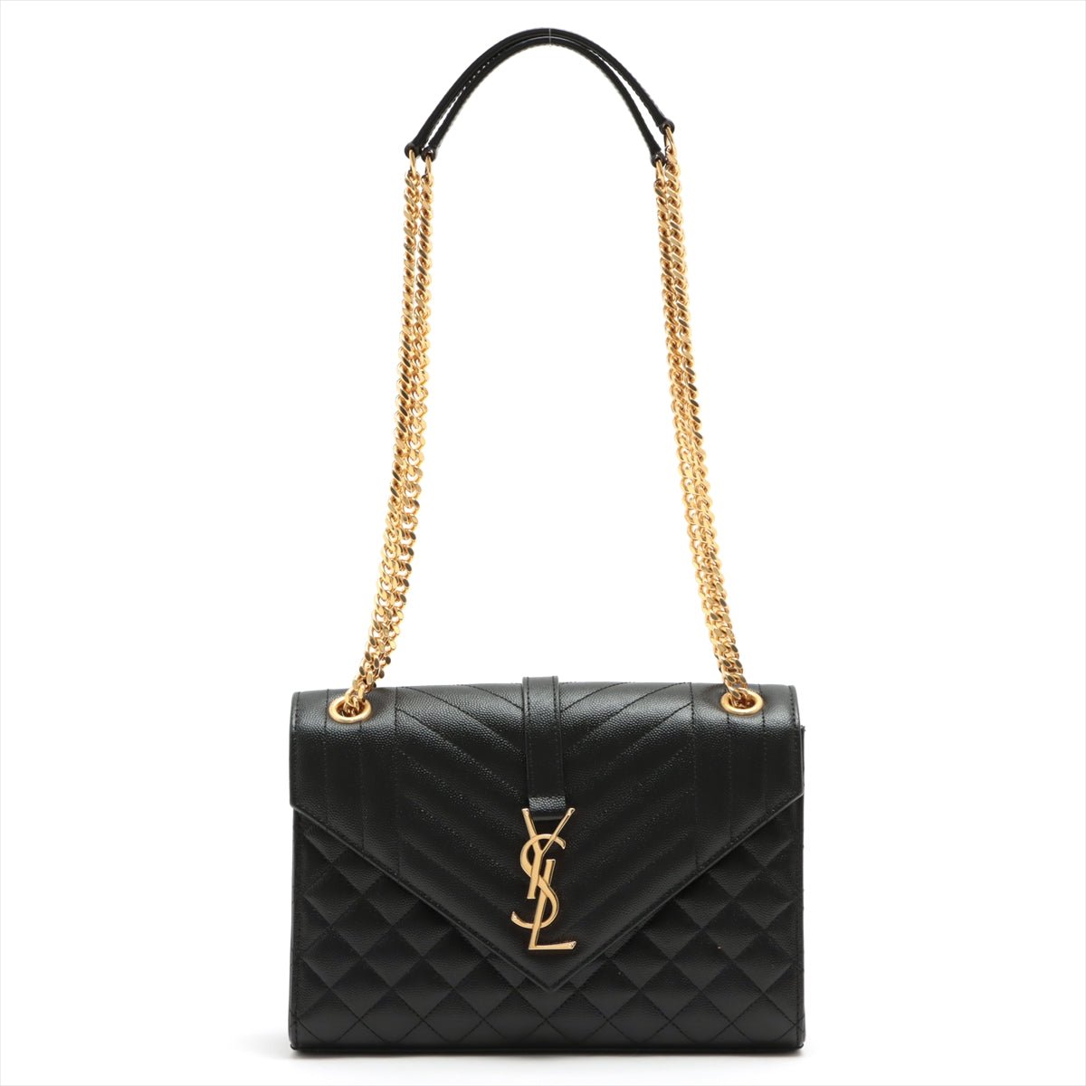 Second hand Yves Saint Laurent Envelope Medium Quilted Embossed Leather Black - Tabita Bags