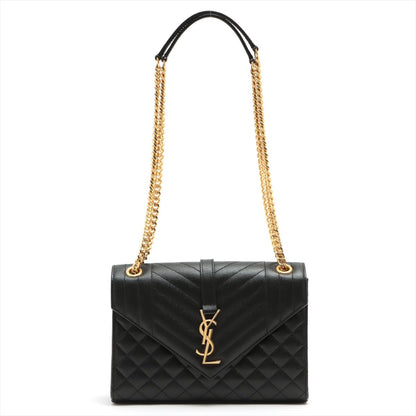 Second hand Yves Saint Laurent Envelope Medium Quilted Embossed Leather Black - Tabita Bags