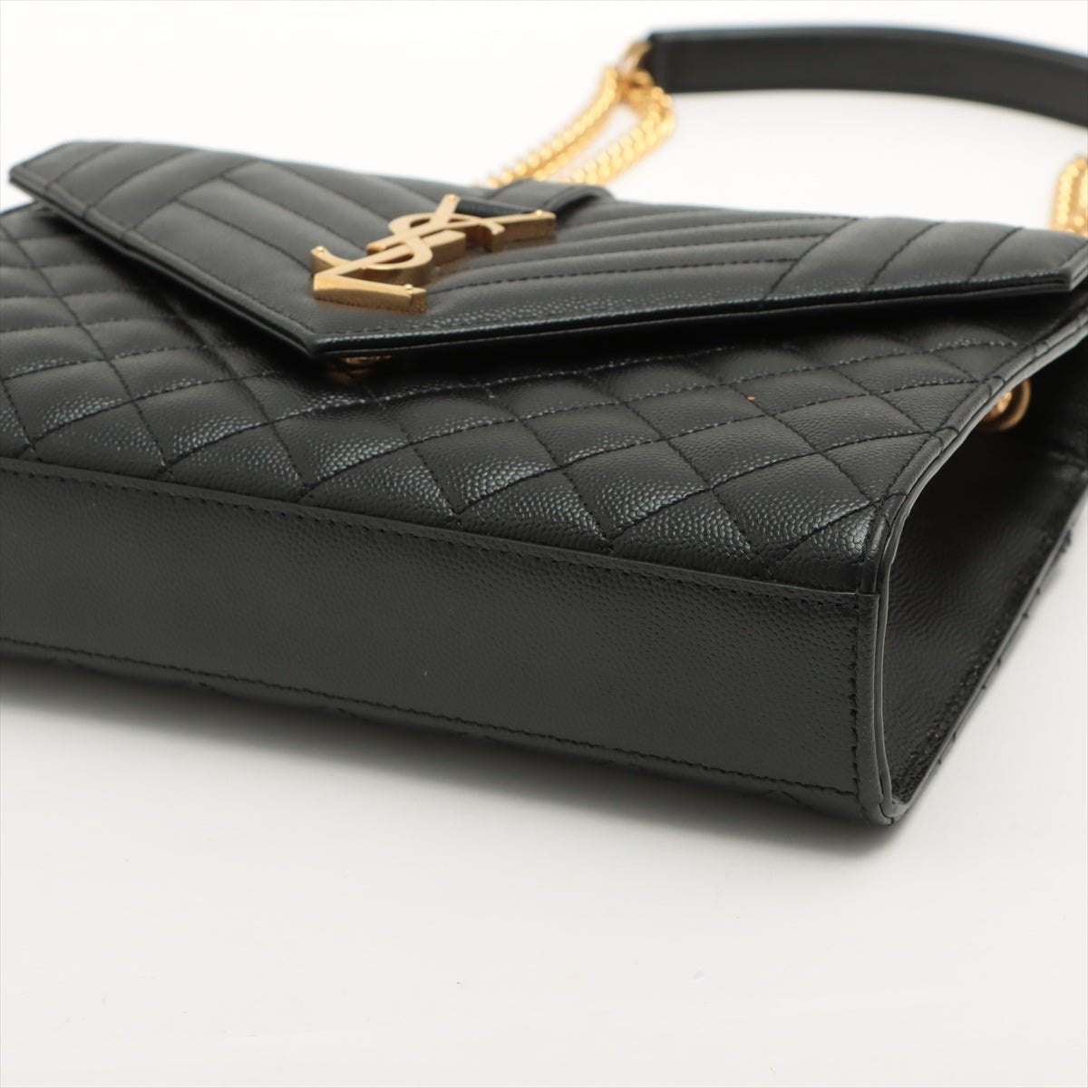 Second hand Yves Saint Laurent Envelope Medium Quilted Embossed Leather Black - Tabita Bags