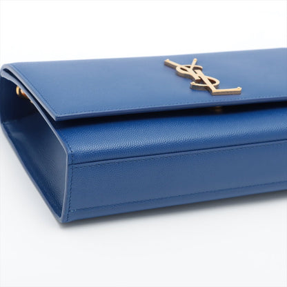 Second hand Yves Saint Laurent Kate Medium Grain de Poudre Leather Blue 2-Way Flap Bag - Tabita Bags