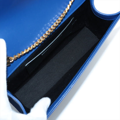 Second hand Yves Saint Laurent Kate Medium Grain de Poudre Leather Blue 2-Way Flap Bag - Tabita Bags