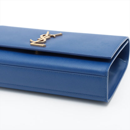 Second hand Yves Saint Laurent Kate Medium Grain de Poudre Leather Blue 2-Way Flap Bag - Tabita Bags