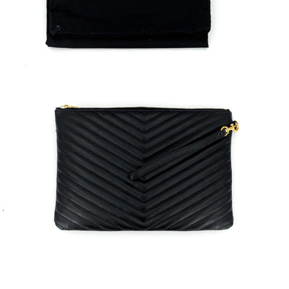 Yves Saint Laurent-New Jolie Black Leather Clutch-at Tabita Bags