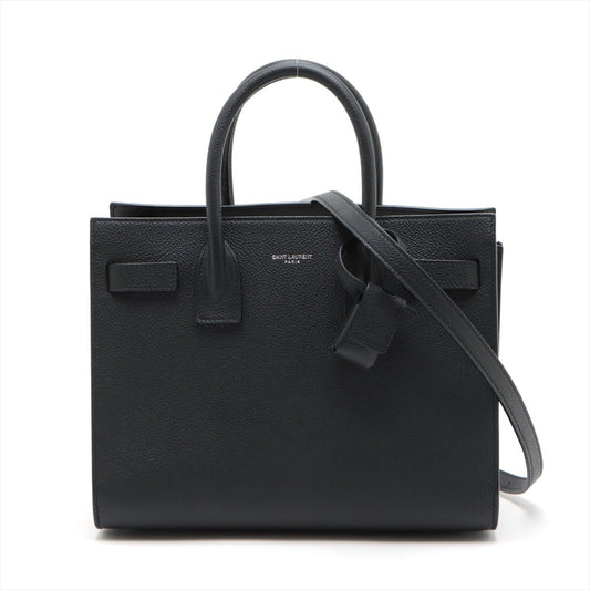 Second hand Yves Saint Laurent Sac de Jour Baby Leather Black 2-Way Tote - Tabita Bags