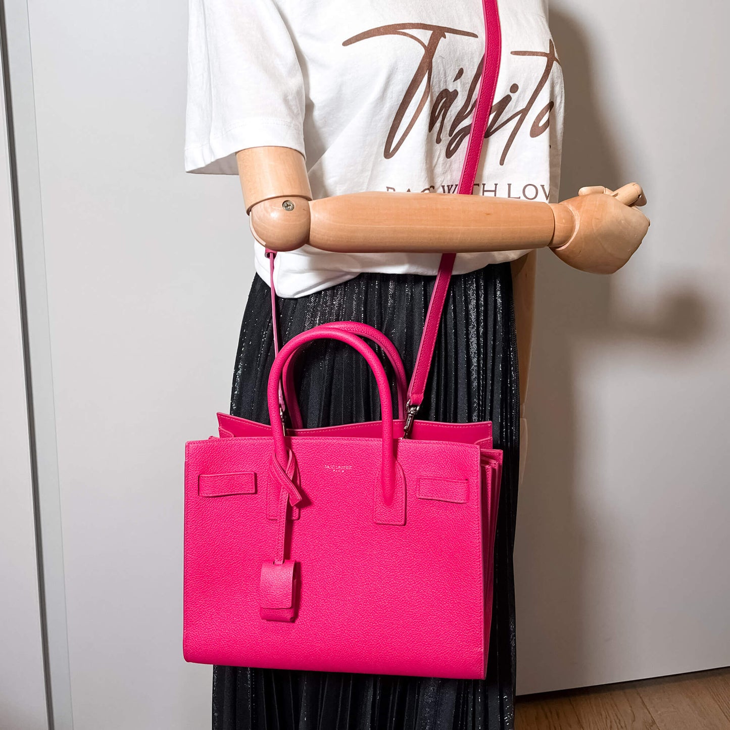 Second hand Yves Saint Laurent Sac de Jour Baby Leather Pink 2-Way Tote - Tabita Bags