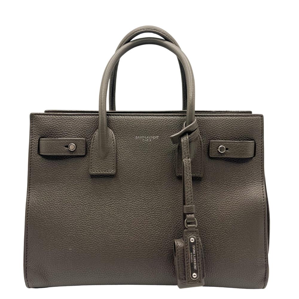 Second hand Yves Saint Laurent Sac de Jour Tote Baby in Grey Leather - Tabita Bags