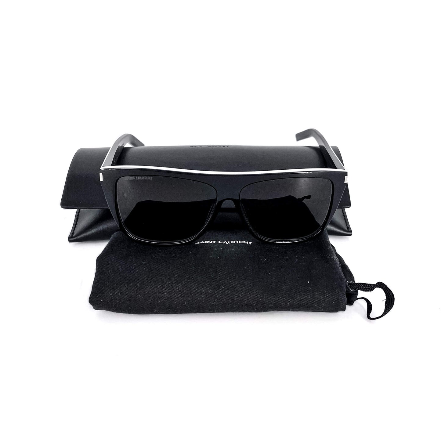 Second hand Yves Saint Laurent Sunglasses black and white - Tabita Bags